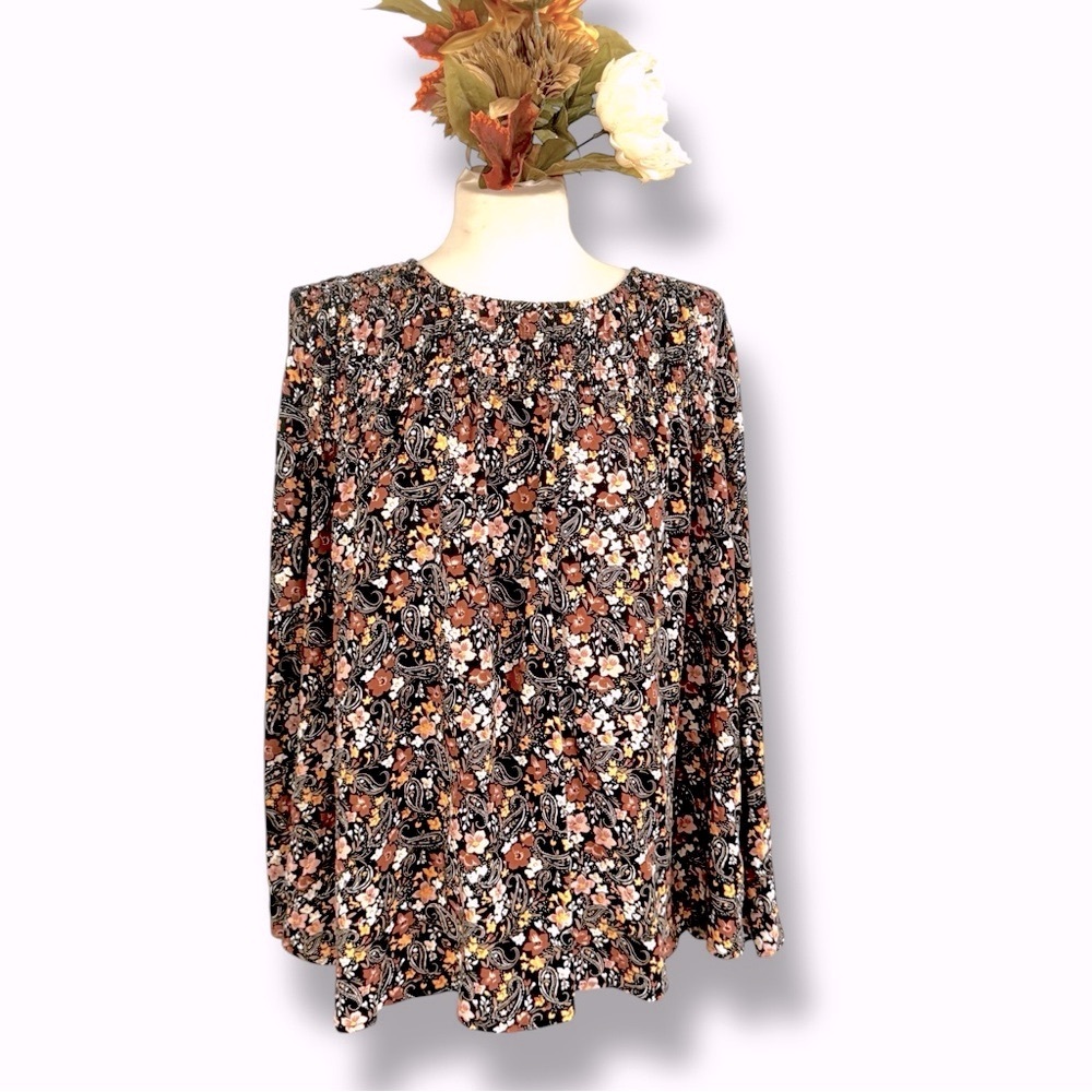 J. Jill Floral Pleated Top